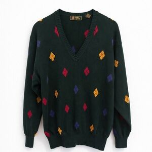Retro Bobby Jones Multicolor Diamond Argyle Pullover Sweater | Size M